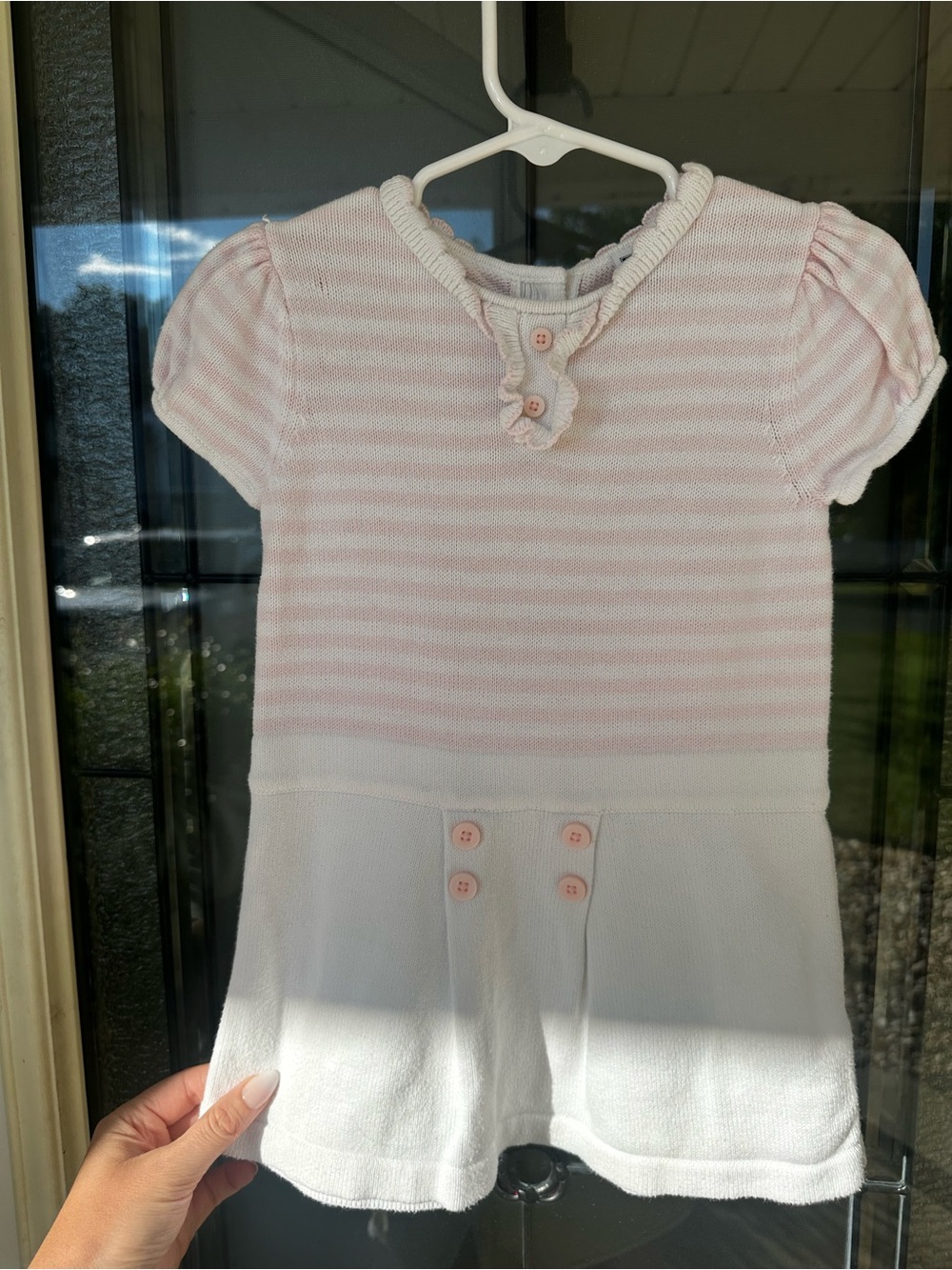 Janie and Jack Pink & White Striped Knit Baby Girls Dress